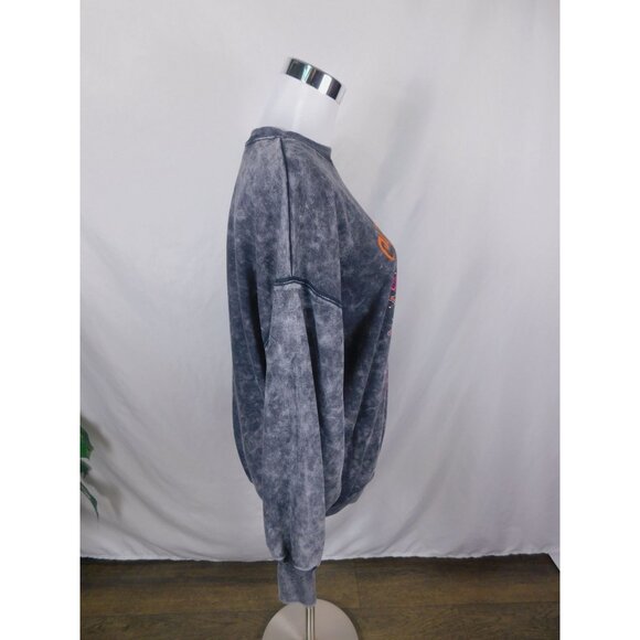 Cosmic Vibes Sun Eye Sweatshirt Black Acid Wash S Boho Witchcore - Picture 7 of 12